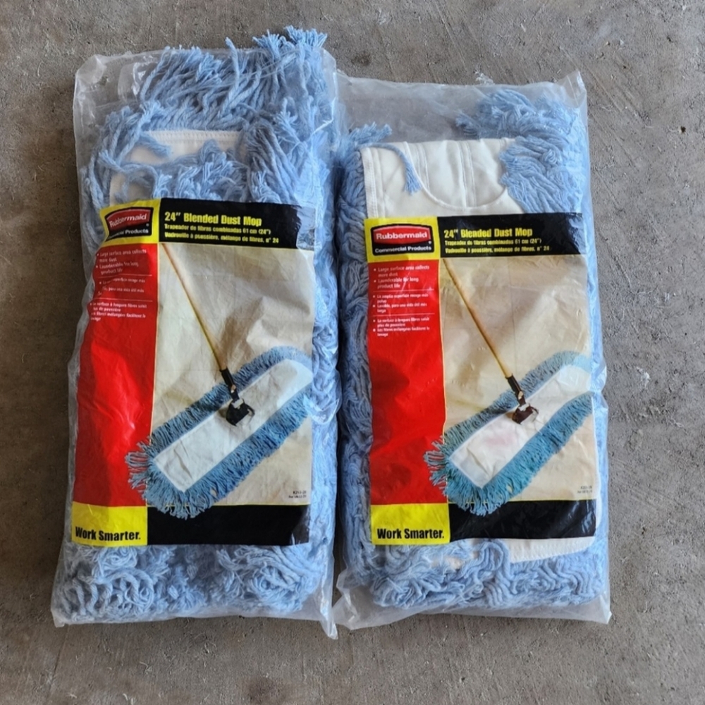 RUBBERMAID Commercial 24" Dust Mop Refill #K253-28 Blended Yarn, Bundle of 2